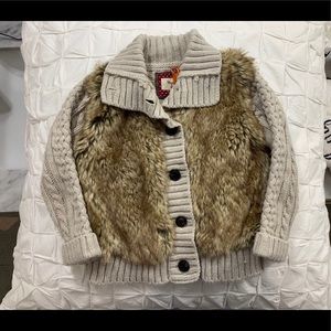 GORGEOUS Mayoral fur & knit sweater coat 2T - EUC
